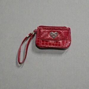 Red Croc-Embossed Candies Wristlet with Heart Detail